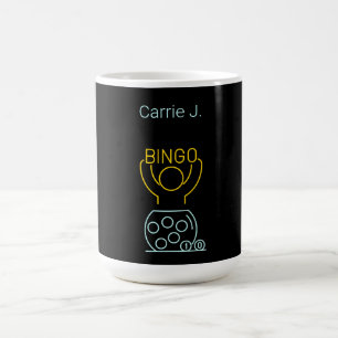 Bingo Night Neon Line Art gepersonaliseerd Koffiemok