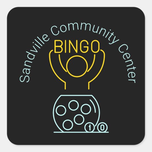 Bingo Night Neon Line Art  Vierkante Sticker (Voorkant)