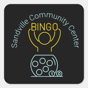 Bingo Night Neon Line Art Vierkante Sticker