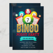 Bingo night party-uitnodiging kaart (Voorkant / Achterkant)