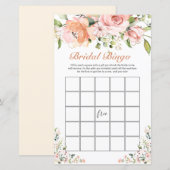 Bingo nuptiale Jeu floral feuille de papier vert (Devant / Derrière)