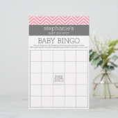 Bingo Pastel Pink Chevrons Baby shower Game (Staand voorkant)