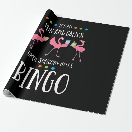 Bingo Player, Flamingo, Bingo Balls Cadeaupapier (Uitgerold)