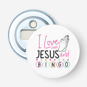 Bingo Player Jesus Faith Christelijk I Love Jesus Button Flesopener