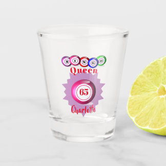 Bingo Queen Funny Personalized Birthday Shot Glas