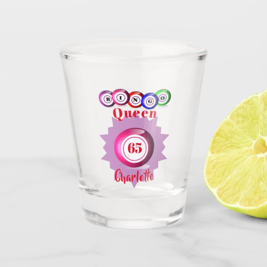 Bingo Queen Funny Personalized Birthday Shot Glas (Voorkant)