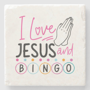 Bingo Speler Jezus Geloof Christelijk Ik Hou Van J Stenen Onderzetter