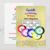 Bingo themafeest Leuke kleurrijke uitnodiging (Voorkant / Achterkant)