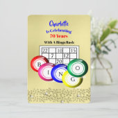 Bingo themafeest Leuke kleurrijke uitnodiging (Staand voorkant)