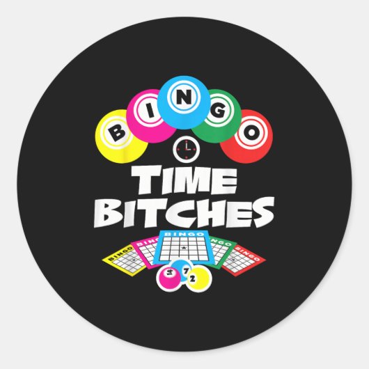 Bingo Tijd Is Grappig Bingo Speler Spel Liefhebber Ronde Sticker (Voorkant)