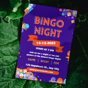 Bingo violet et orange Fun Invitation de nuit coll
