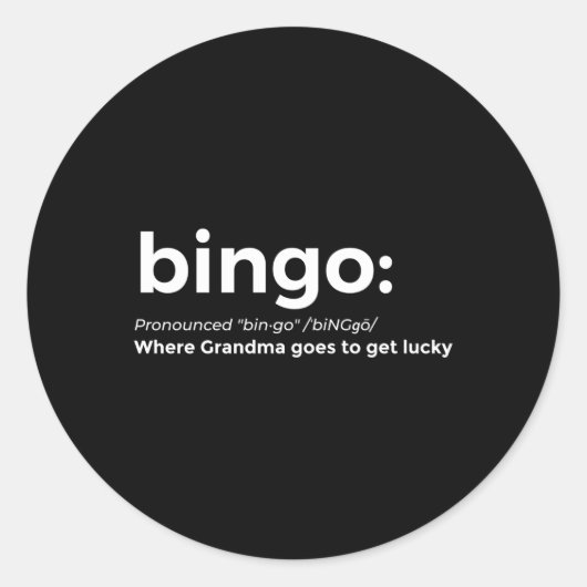 Bingo voor oma bingo ronde sticker (Voorkant)