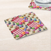 bingofeest vierkante kartonnen onderzetter (Schuin)