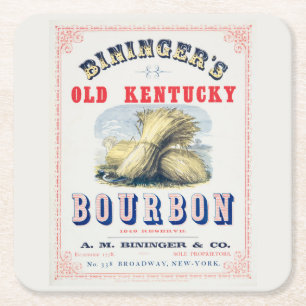 Bininger's Old Kentucky Bourbon 1849 Reserve. Vierkante Kartonnen Onderzetter