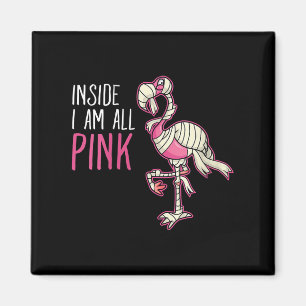 Binnen ben ik allemaal roze flamingo Funny Flami Magneet