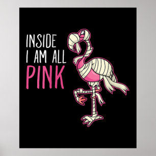 Binnen ben ik allemaal roze flamingo Funny Flami Poster