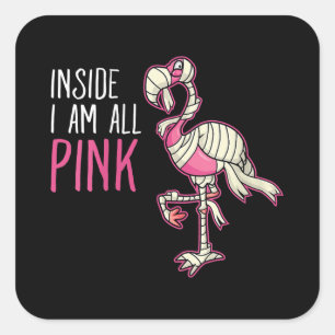 Binnen ben ik allemaal roze flamingo Funny Flami Vierkante Sticker