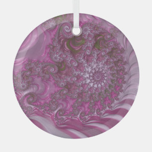 Binnen de Roze Nautilus Shell Fractal Abstract Glas Ornament
