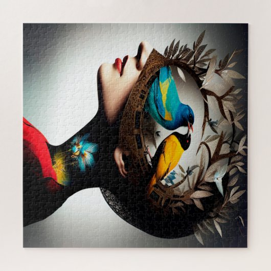 Binnen haar hoofdvogels 2 legpuzzel (Horizontaal)