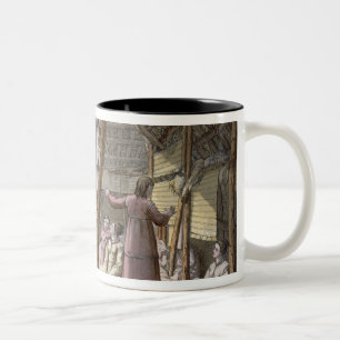 Binnen in een huis in Alaska (kleurengraving) Tweekleurige Koffiemok
