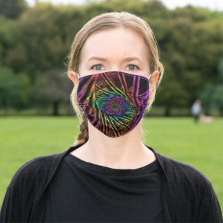 Binnen | Rainbow Fractal Art Stoffen Mondmasker