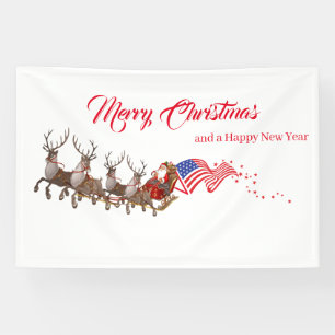 Binnenbanner Kerstman Rendier VS Vlag Kerstmis Spandoek