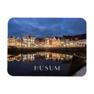 Binnenhaven 's nachts, Husum, Duitsland Magneet