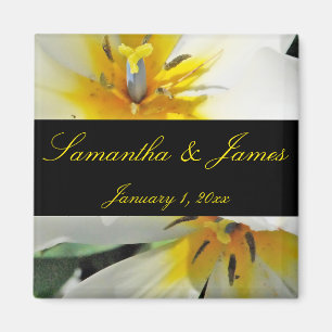 Binnenin White Lilies Personal Wedding Magneet