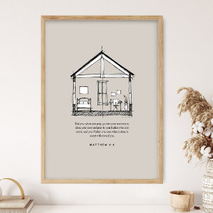Binnenkamer, Gebed, Mattheüs 6, Privé gebedsruimte Poster