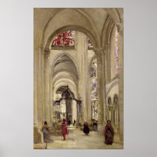 Binnenkant van de kathedraal van St. Etienne, Sens Poster