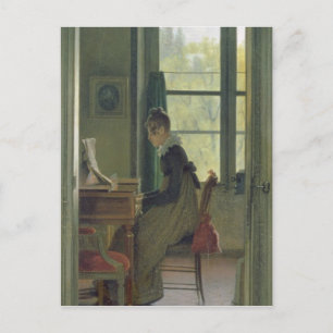 Binnenkant van een Dining Room, detail van een vro Briefkaart