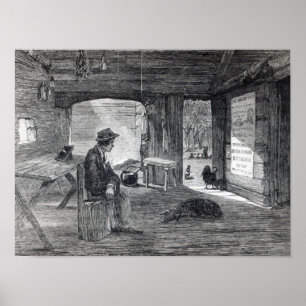 Binnenkant van een koloniserhut in Australië Poster