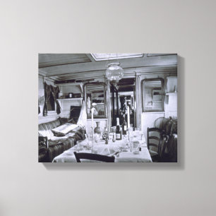 Binnenkant van een Nijlboot (foto van B&w) Canvas Afdruk