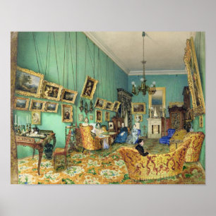 Binnenkant van een woonkamer, 1847 poster