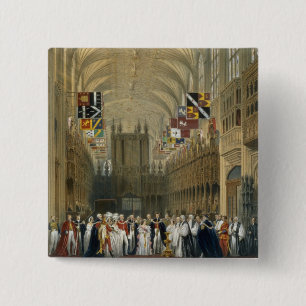 Binnenkant van St. George's Chapel, 1838 (kleurenl Vierkante Button 5,1 Cm