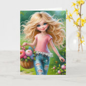 Binnenkind Verjaardag Kaart (Gele Bloem)