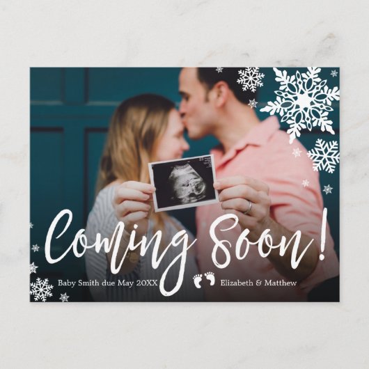 Binnenkort beschikbaar Foto Zwangerschap Aankondig Aankondigingskaart (Voorkant)