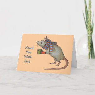 Binnenkort beter: Muis met sjaal: FreeHand Art Kaart
