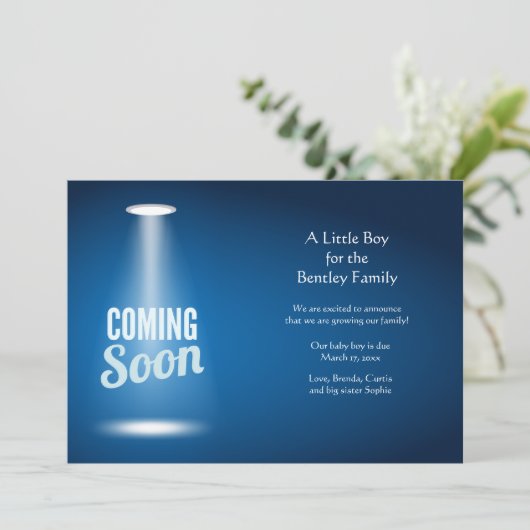 Binnenkort Boy zwangerschapsaankondiging Aankondiging (Staand voorkant)
