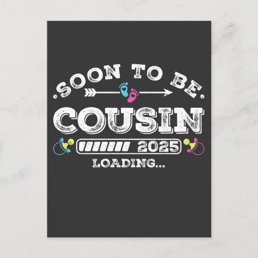 Binnenkort Cousin 2025 Laden Briefkaart (Voorkant)