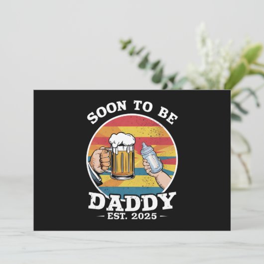 Binnenkort Daddy 2025 Eerste keer Daddy 2025 Retro Kaart (Staand voorkant)