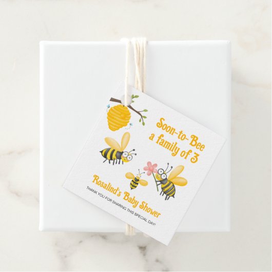 Binnenkort een familie van 3 bijenthema-Baby showe Bedankjes Labels (In situ)