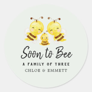 Binnenkort een familie van drie Baby shower Custom Ronde Sticker