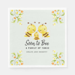 Binnenkort een familie van drie Baby shower Custom Servet