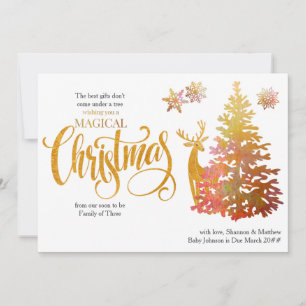 Binnenkort familie van 3 kerstbomen. Zwangerschap Feestdagenkaart