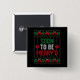 Binnenkort Getrouwd Prettig Kerst Bruid & Bruidego Vierkante Button 5,1 Cm