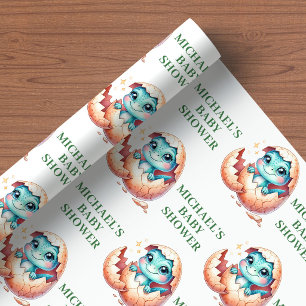 Binnenkort Komen Uit Baby Borrelcadeaupapier Dino  Cadeaupapier
