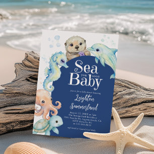 Binnenkort onder de zee baby shower kaart