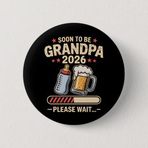 Binnenkort Opa Est 2026 Baby Aankondiging Ronde Button 5,7 Cm