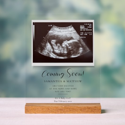 Binnenkort Sonogram zwangerschapsaankondiging Acryl Bord (Neutraal)